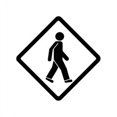 Black and White Pedestrian Crossing Sign