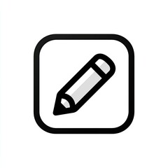Black and White Pencil Icon in Square Frame