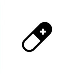Black and White Pill Capsule Medical Icon