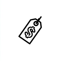 Black and White Price Tag Icon with Dollar Sign