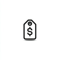 Black and White Price Tag Icon with Dollar Sign