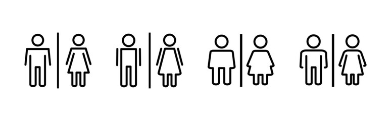 Toilet icon set. restrooms icon vector. bathroom sign. wc, lavatory