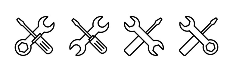 Repair tools icon set. tool icon vector. setting icon vector. Wrench and screwdriver. support, Service