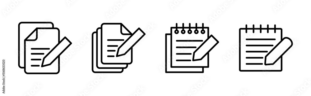 Poster note icon set. notepad icon vector. edit file. write icon