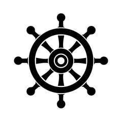 Black and White Ship Wheel Illustration