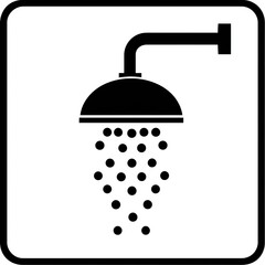 Black and White Showerhead Icon on White Background