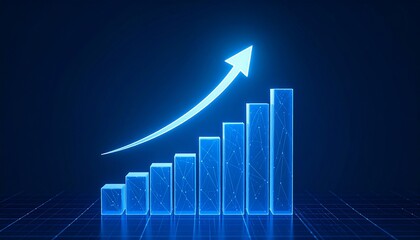 graph with glowing nodes, upward trend and monetary signs (&euro;, $, &yen;), finance