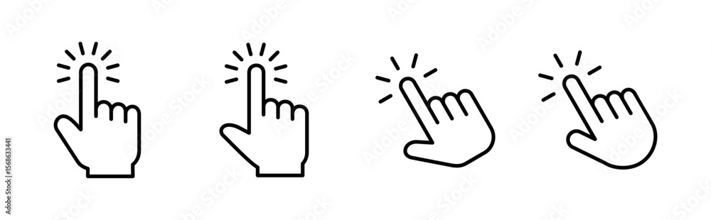 Poster hand click icon set. pointer icon vector. hand cursor icon vector