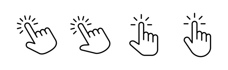 Hand cursor icon set. click icon vector. hand click. pointer