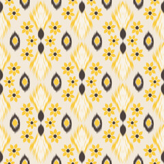 Ikat flower ethnic abstract ikat art.Aztec geometric art ornament print,folk embroidery, and Mexican style.Seamless pattern in tribalDesign for carpet, wallpaper, clothing, wrapping, fabric, cover.