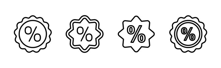 Discount icon set. Discount tag icon.