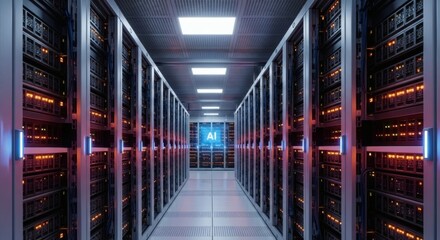 Modern Data Center Infrastructure AI-Powered Server Room