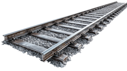 Ultra-Realistic Railway Track with Metal Texture on Transparent Background

