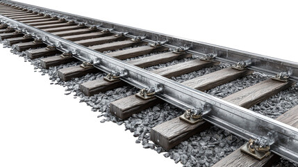 Ultra-Realistic Railway Track with Metal Texture on Transparent Background

