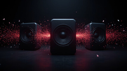 Acoustic Symphony: Captivating image of three speaker, capturing the essence of a rich auditory experience