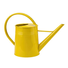 A vibrant yellow watering can, perfect for nurturing plants and flowers in gardens or indoors. Essential gardening tool.