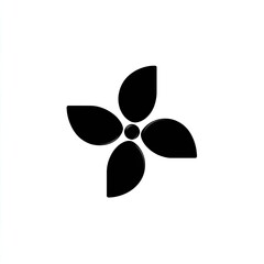 Black Geometric Flower on White Background