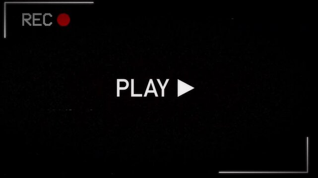 Camera recorder VCR Play Animation. VHS defects, artifacts and noise. Glitches of old damaged tape cassettes. Static TV noise. Retro vintage background. 4K Loop Overlay Screen mode footage