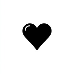 Black Heart Icon on White Background