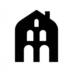 Black House Silhouette Icon Minimalist Geometric Design