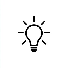 Black Line Art Lightbulb Idea Symbol