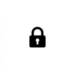 Black Padlock Icon on White Background