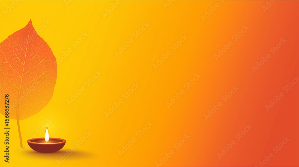 Poster smooth gradient from turmeric to brown with bokeh light effect depicting warm atmosphere, festive gl