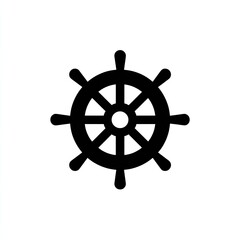 Obraz premium Black Ship Wheel Icon on White Background