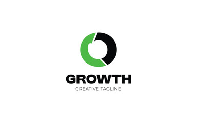 Letter O with arrow up for growth logo design