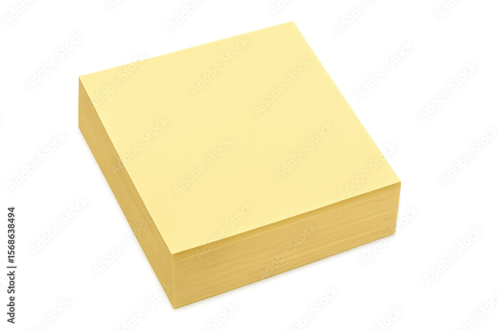 Poster yellow sticky notes forming a neat stack, ready for reminders or quick jottings, isolated on a trans