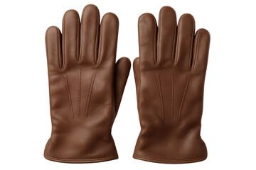Luxurious brown leather gloves featuring soft texture, providing sophisticated warmth against minimalist transparent backdrop