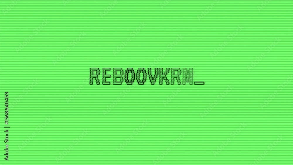 Poster technology word message animation on green background with texture distortions and glitch effect