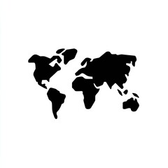 Simple Black And White World Map Illustration