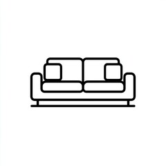 Simple Line Art Illustration of a Two Seater Sofa