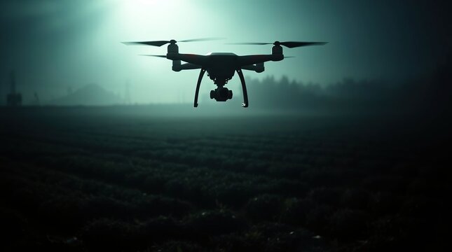 Drone surveys dark fields at twilight
