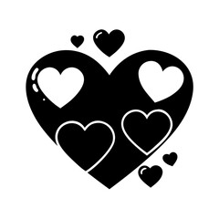 Black Heart Filled with Love and Affection with Smaller Hearts Around