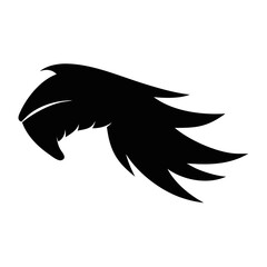 Stylized black silhouette image of a bird wing design element vector