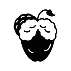 Stylized Acorn Icon in Black and White with Leaf Detail