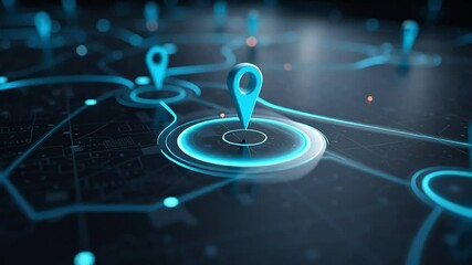 Abstract Technology Background with Location Pins and Connectivity Lines with ai generated - Powered by Adobe