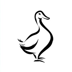Obraz premium Black And White Line Art Duck Illustration