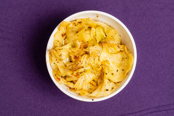 Cooked cabbage in a bowl