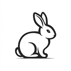 White Rabbit Line Art Illustration