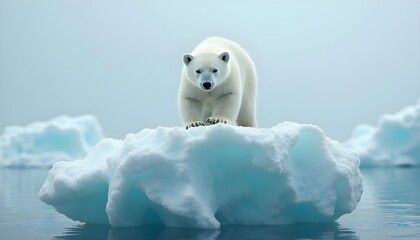 A polar bear standing on an iceberg in an arctic environment