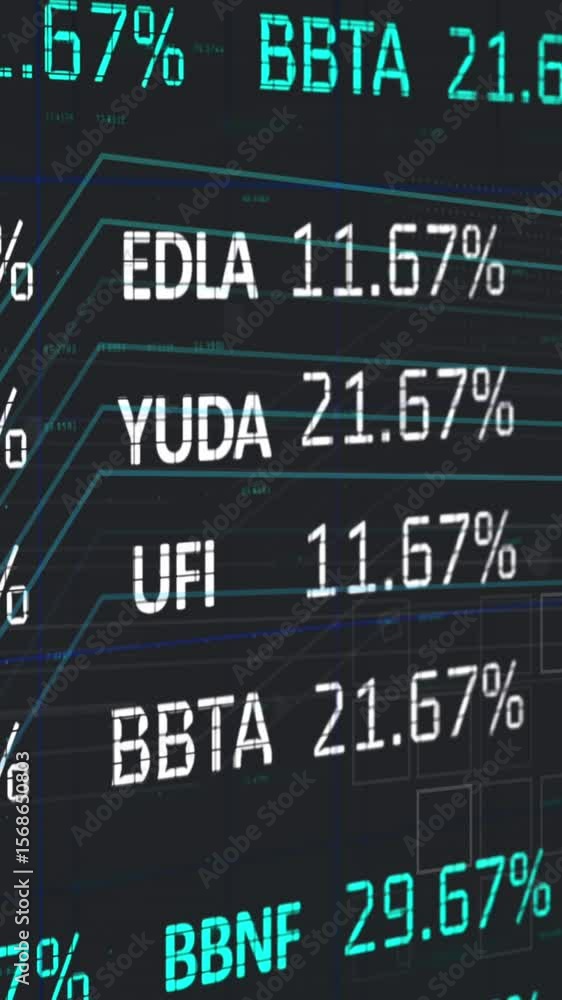 Poster animation of data processing with padlock icon over blue background
