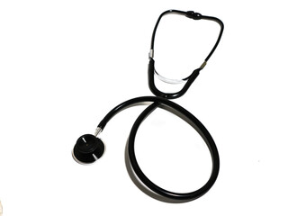 Black stethoscope isolated on white background healthcare medical equipment