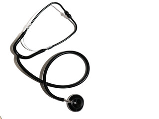 Black Stethoscope Isolated on White Background Medical Healthcare Diagnostic Equipment