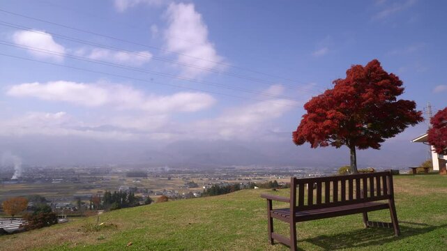 view of Ikeda town in Autumn in Nagano prefecture, JAPAN. Without sounds