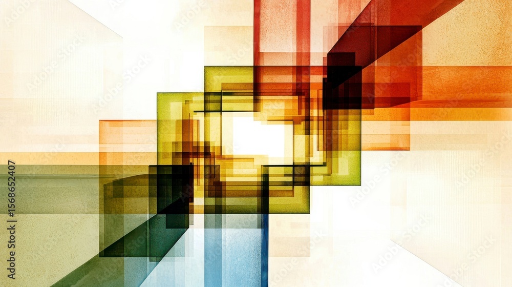 Aufkleber geometric harmony: an abstract artwork displaying a symphony of overlapping shapes and hues. it evok