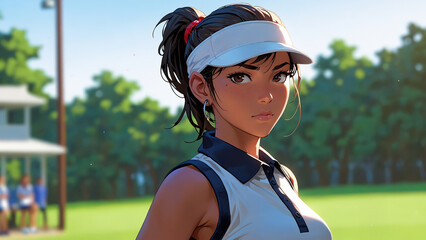 Anime Style Female Golfer