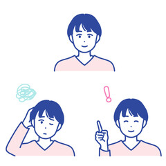 若い男性の表情イラストセット